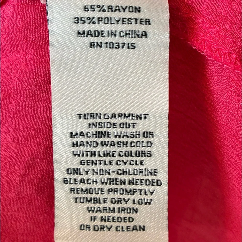 Nanette Lepore Hot Pink Ruffle Sleeve Tie Front Blouse Top Boho Coquette L - Picture 9 of 9